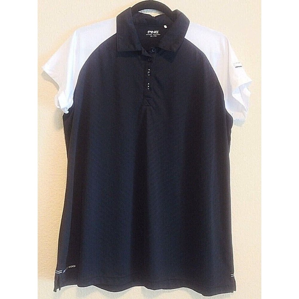 Women's Ping Black Golf Shirt XXL Sensor Cool Short Sleeve Three Button Placket
